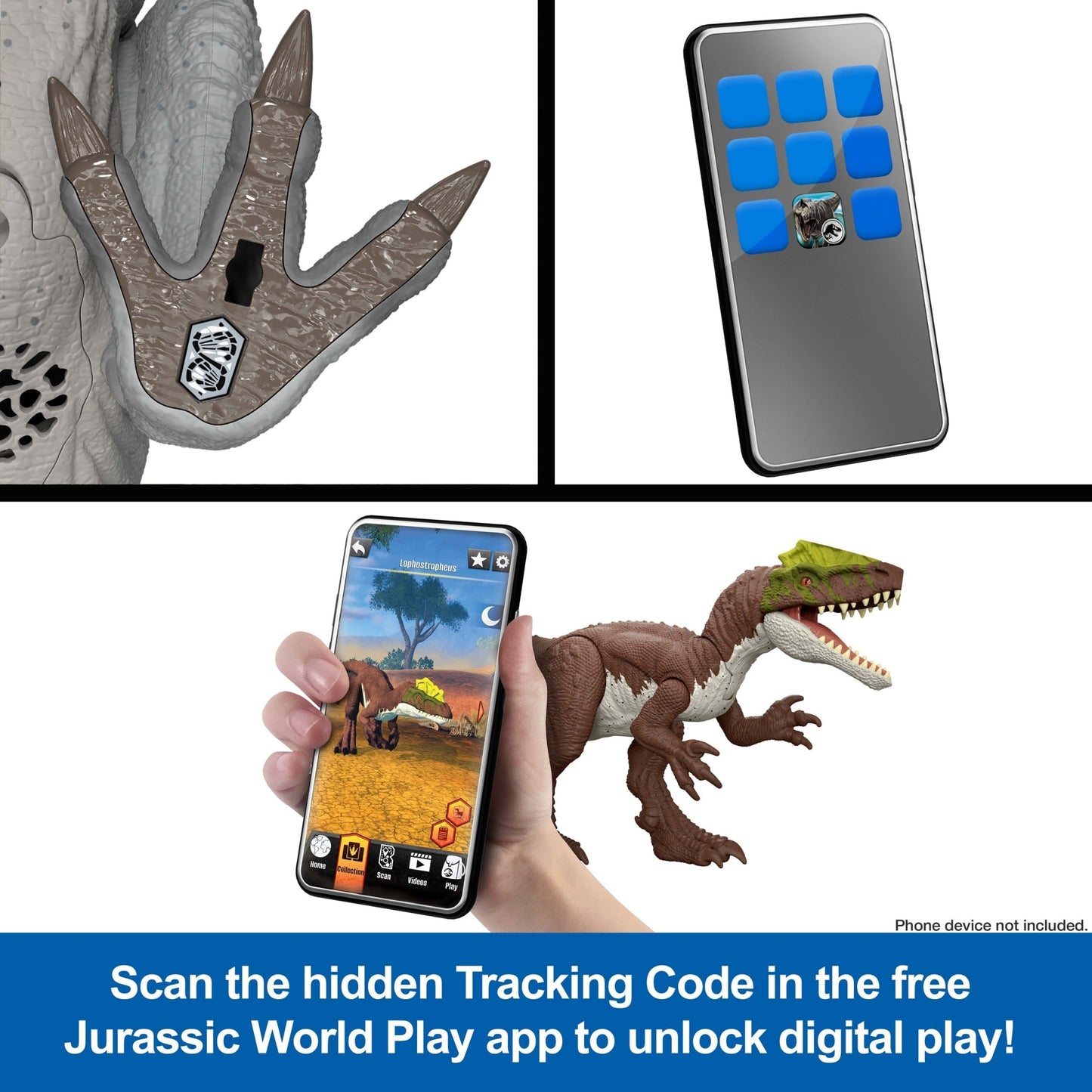 Jurassic World Rebirth Wild Roar Utahraptor Dinosaur Toy, Tail Controlled Attack Chomp & Sound