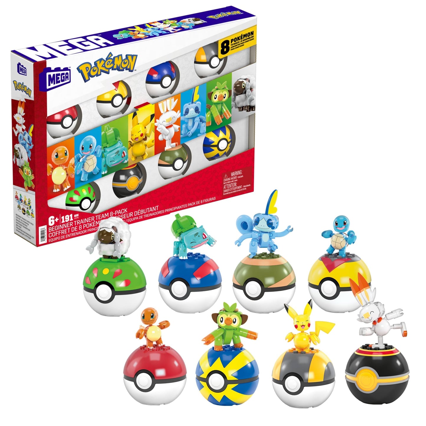 MEGA Pokémon Building Toy Kit With 8 Action Figures And Poké Balls (191 Pieces) For Kids